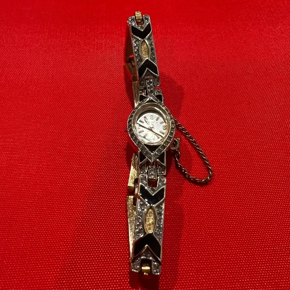 VINTAGE jewelry Elegant Black and Gold Women's Watch